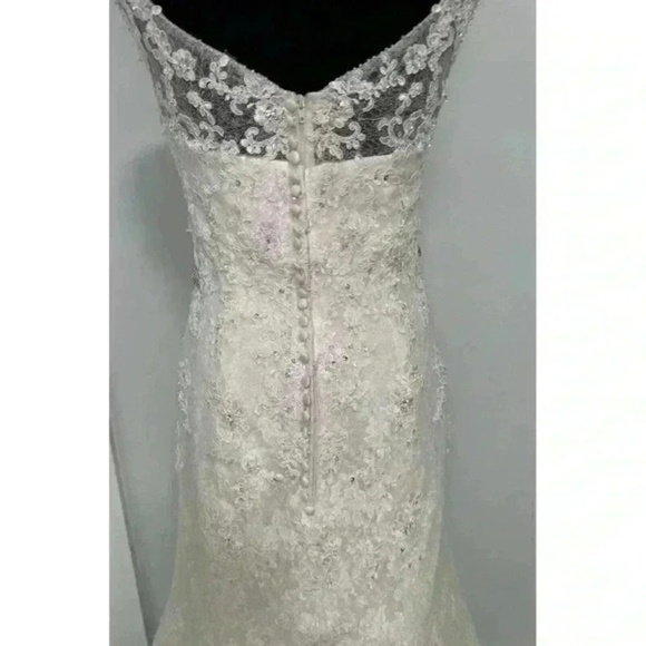 Wedding Dress Womens Size 4-6 Ivory Mermaid Lace Jewelled Clusters Elegant Roman - Picture 8 of 16